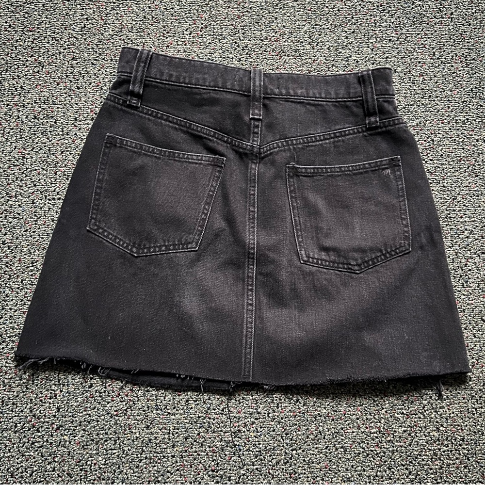 MADEWELL 100% Cotton Black Denim Mini High-Waist A-Line Frayed Hem Casual Skirt - Picture 8 of 16